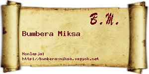 Bumbera Miksa névjegykártya
